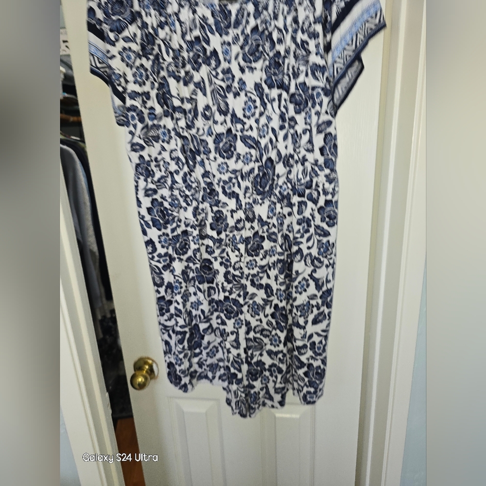 Floral Blue and White Romper